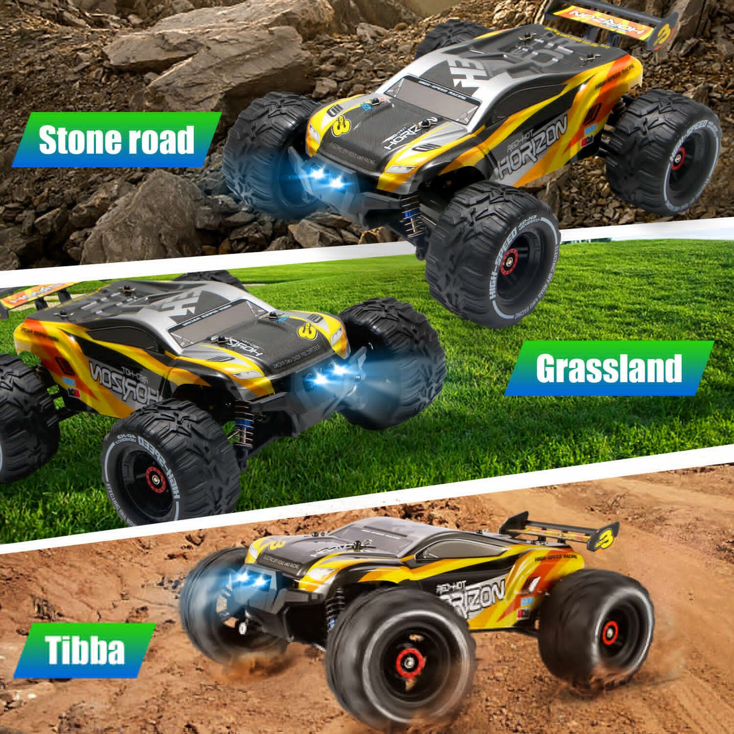 High Speed 50 Kmh RC Car, RC Monster Truck,Racing Hobby Car, 4WD All Terrain Off-Road Remote Control Car, 2.4Ghz RC Crawler, 2 Battery, Kids Adults Gifts,Logistics Is Randomly Sent By UPS,USPS,FEDEX